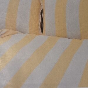 Inup Duvet Set King Size 100% Washed Cottom Yellow Stripe Made In Portugal